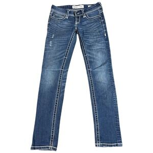 Buckle BKE Stella Jeans Womens 25 Blue Denim Logo Stretch Low Rise Straight Leg